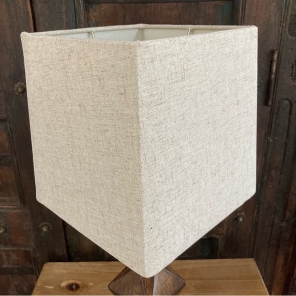 Rustic Bohemian Lamp Geometric Base with Linen Shade NWT Bedside Lamp - Picture 5 of 15